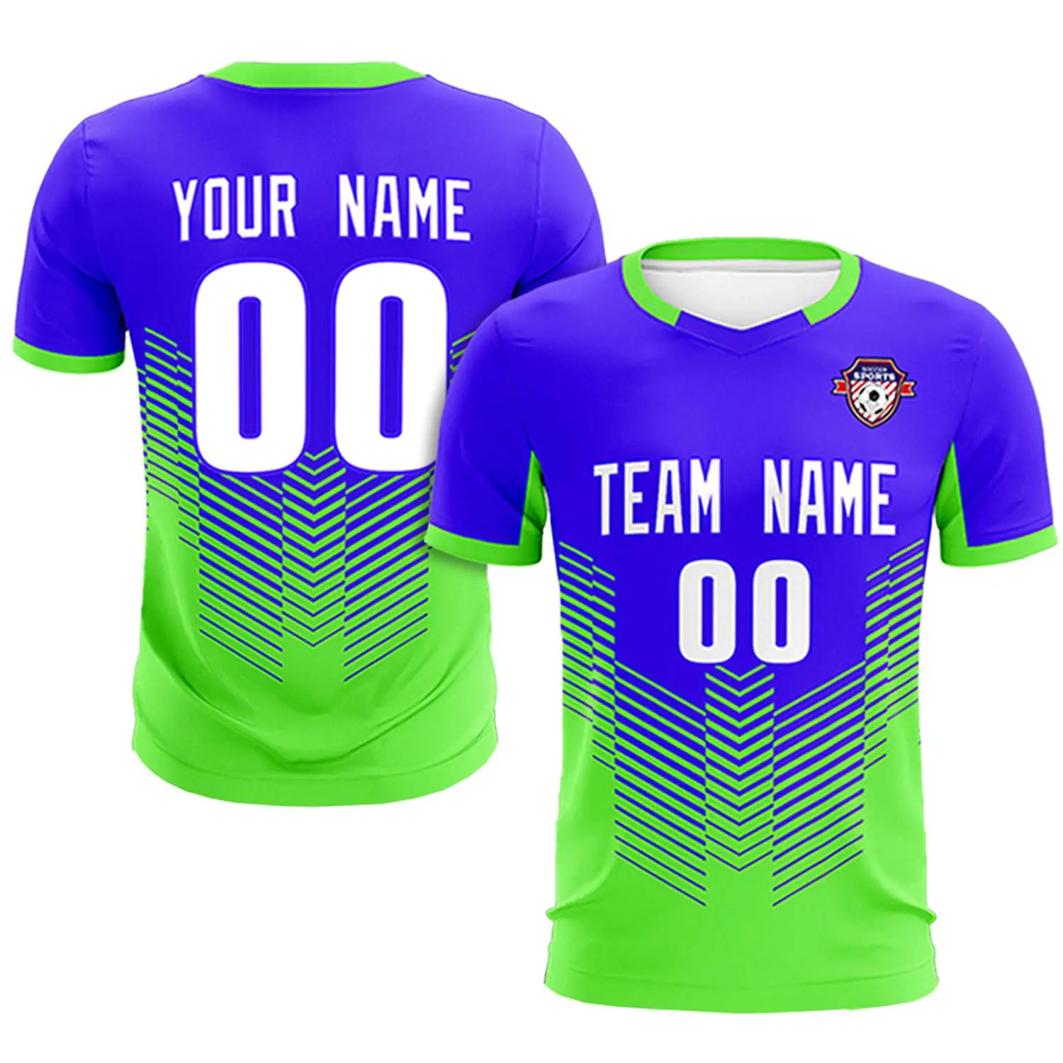 Custom Royal Blue Neon Green Sport Soccer Sets Jersey