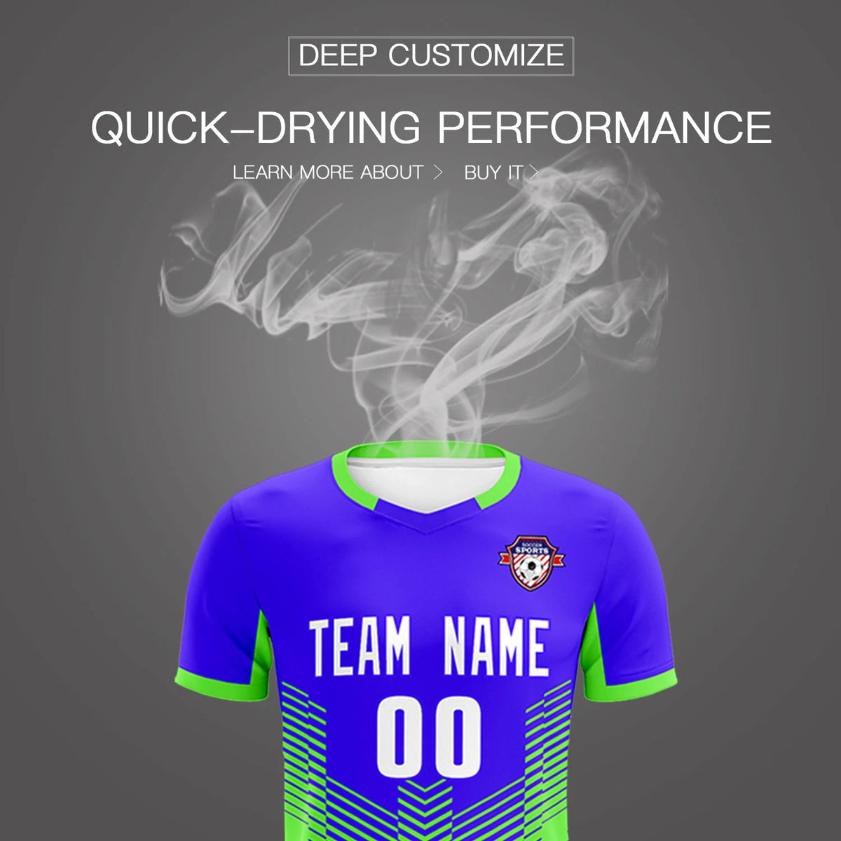 Custom Royal Blue Neon Green Sport Soccer Sets Jersey