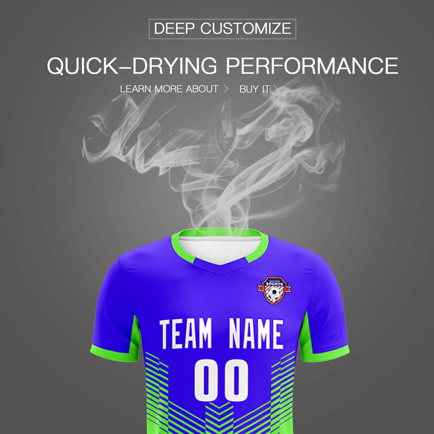 Custom Royal Blue Neon Green Sport Soccer Sets Jersey