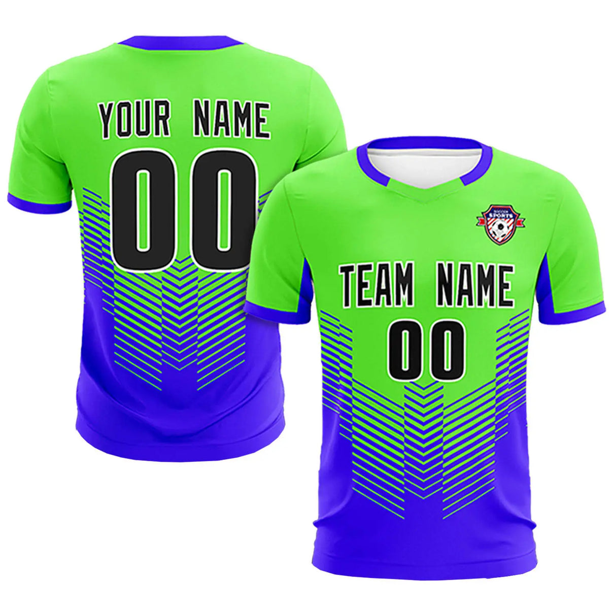 Custom Neon Green Royal Blue Sport Soccer Sets Jersey