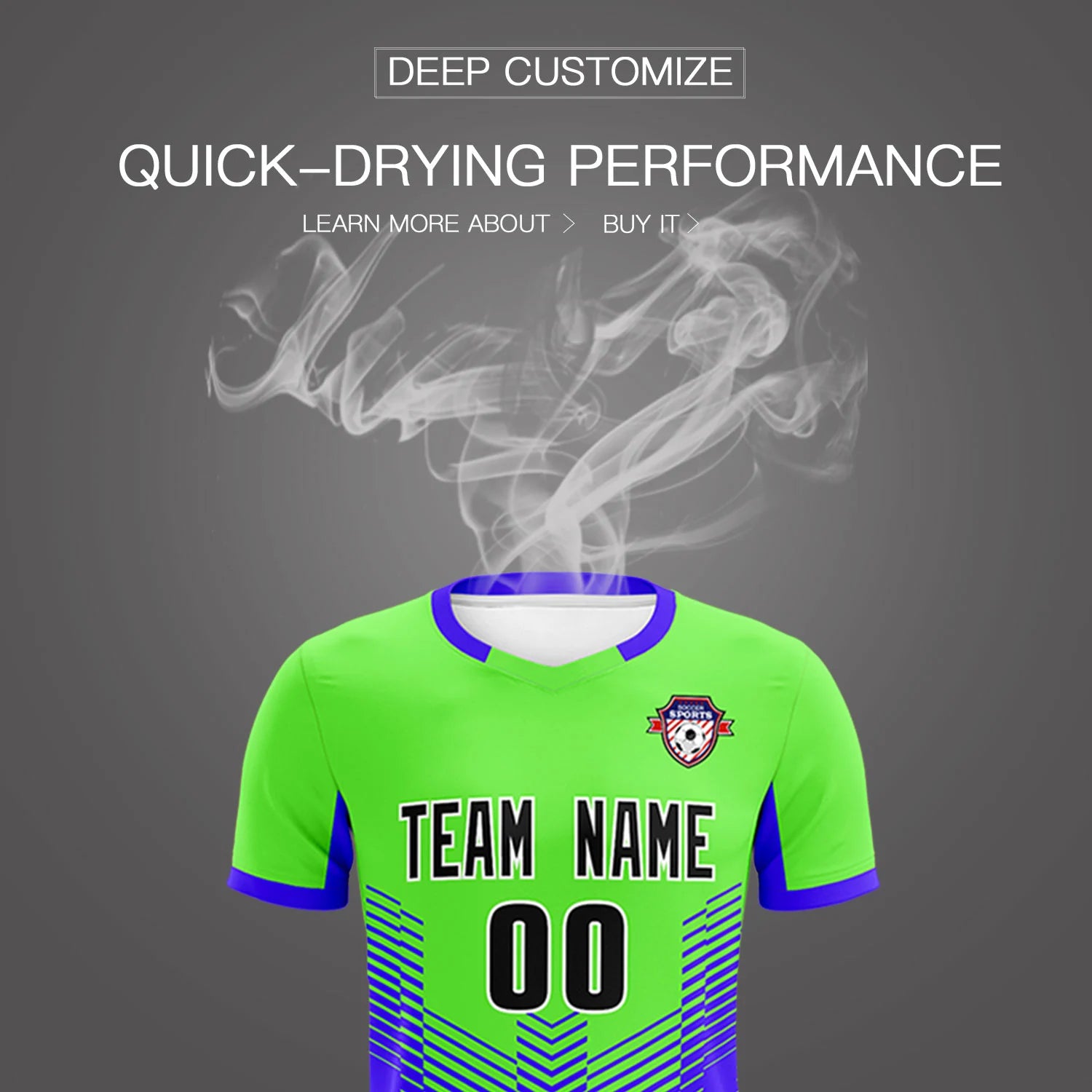 Custom Neon Green Royal Blue Sport Soccer Sets Jersey