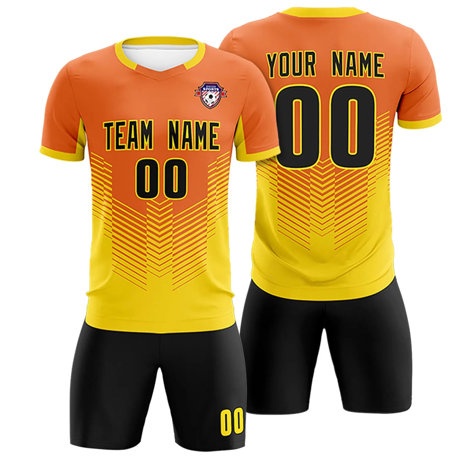 Custom Orange Yellow Sport Soccer Sets Jersey