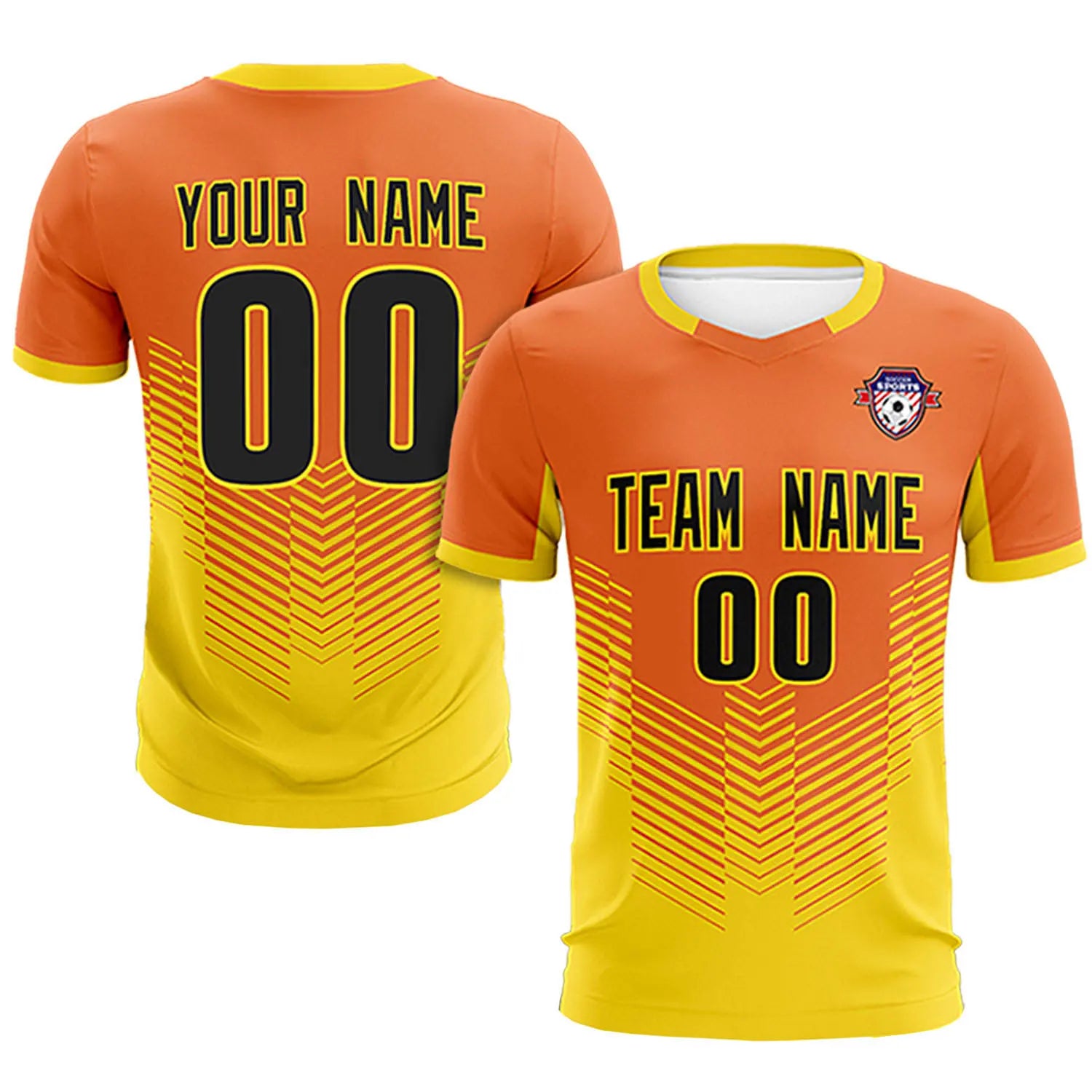 Custom Orange Yellow Sport Soccer Sets Jersey