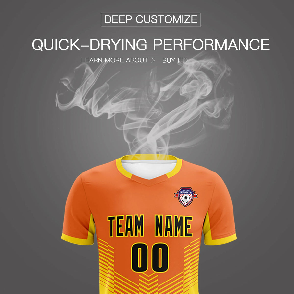 Custom Orange Yellow Sport Soccer Sets Jersey