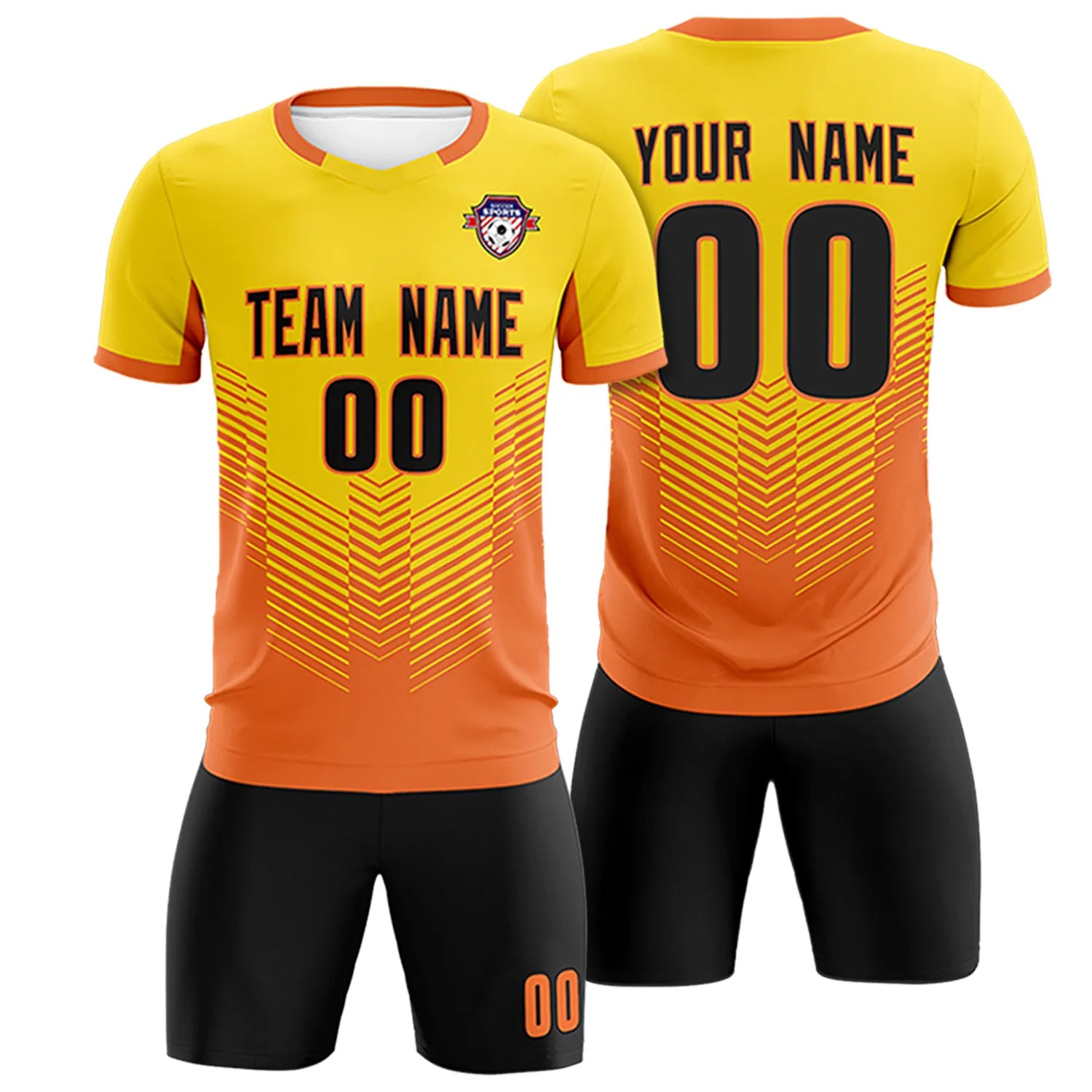 Custom Yellow Orange Sport Soccer Sets Jersey