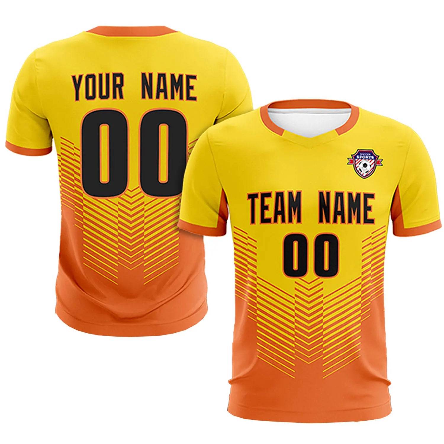 Custom Yellow Orange Sport Soccer Sets Jersey