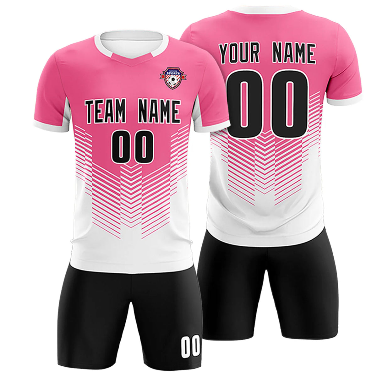 Custom Pink White Sport Soccer Sets Jersey