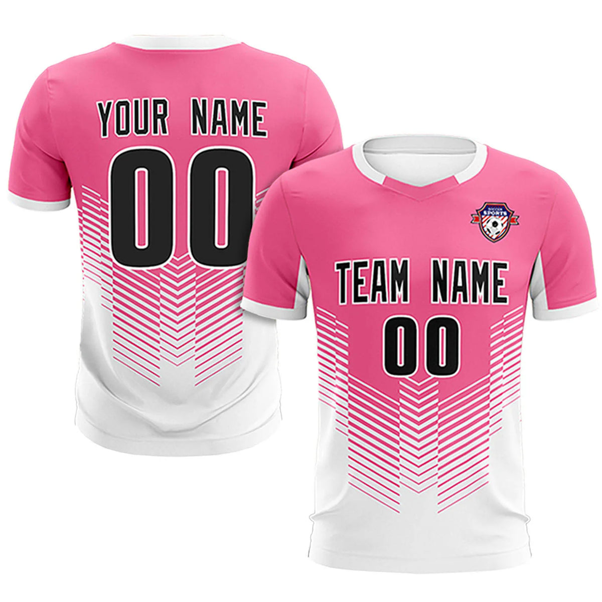 Custom Pink White Sport Soccer Sets Jersey