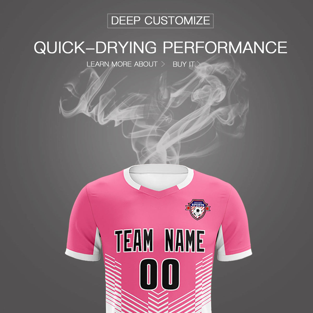 Custom Pink White Sport Soccer Sets Jersey