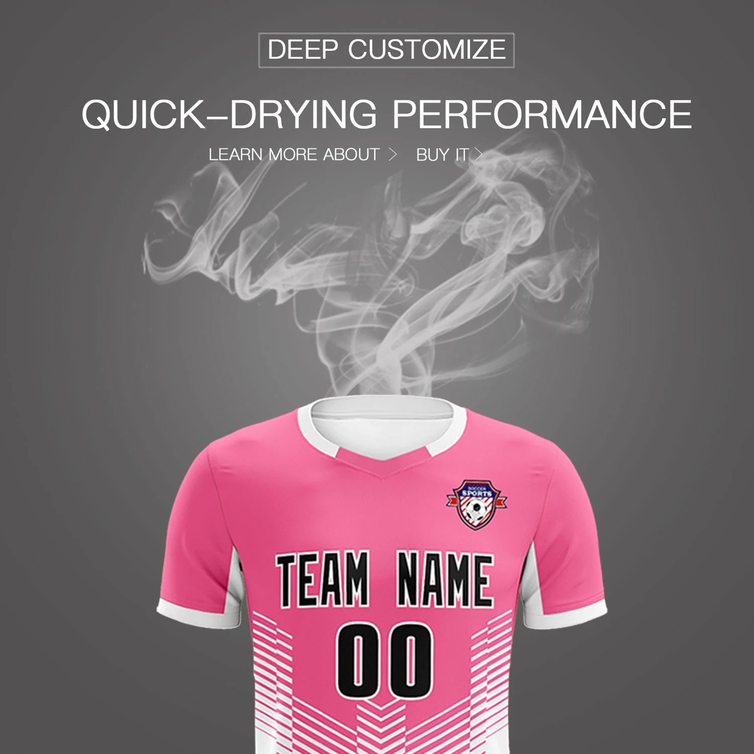 Custom Pink White Sport Soccer Sets Jersey