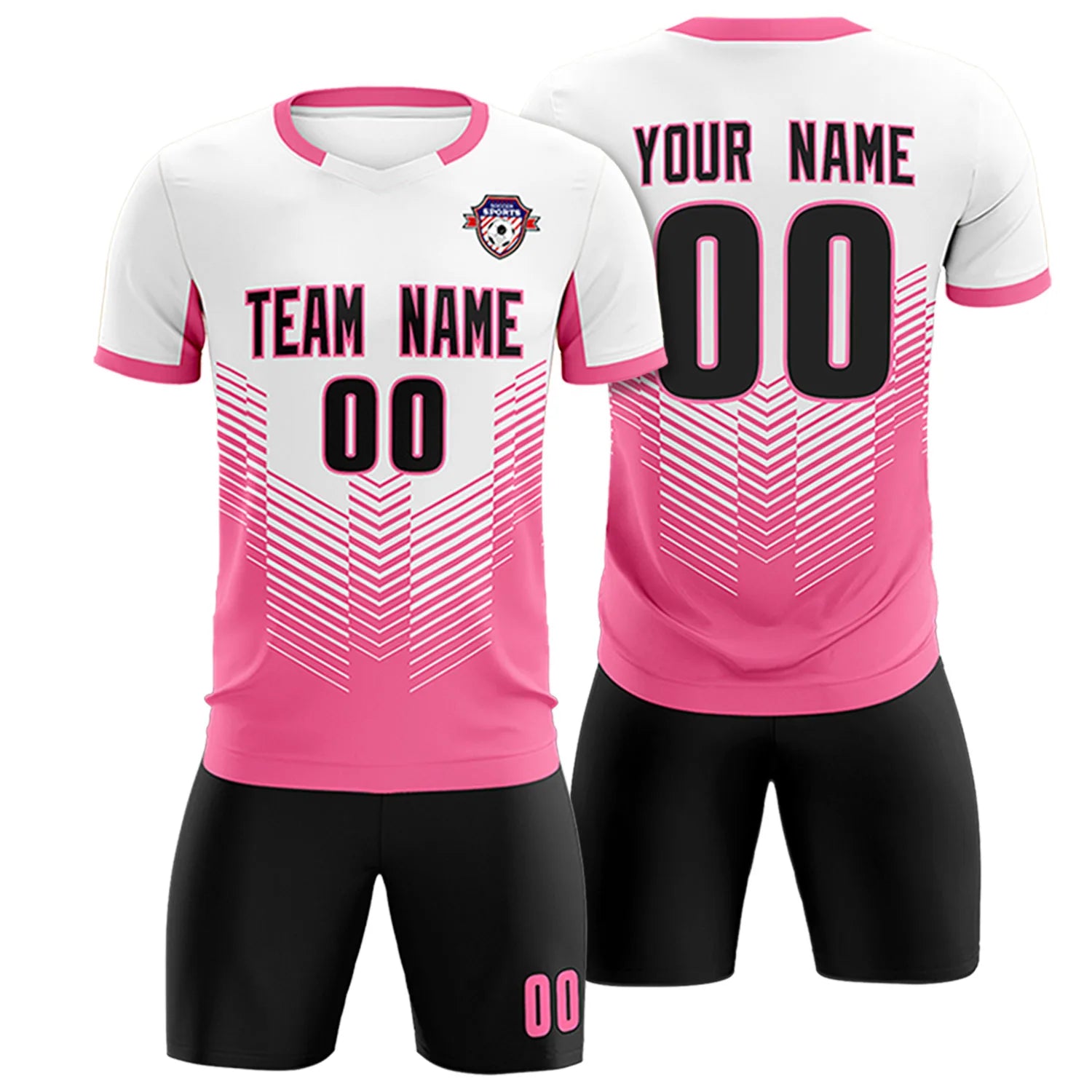 Custom White Pink Sport Soccer Sets Jersey