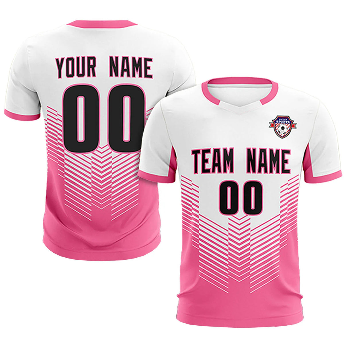 Custom White Pink Sport Soccer Sets Jersey
