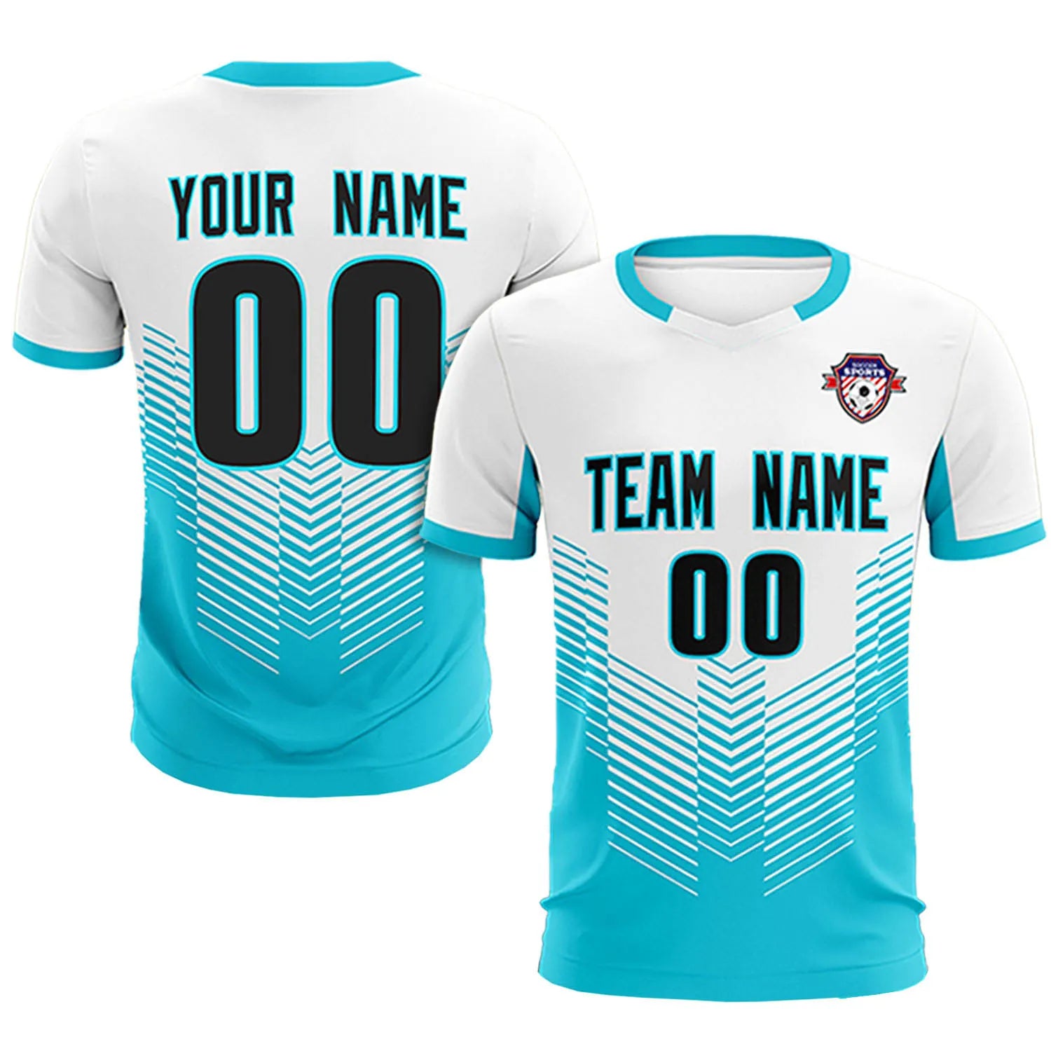 Custom White Aqua Sport Soccer Sets Jersey