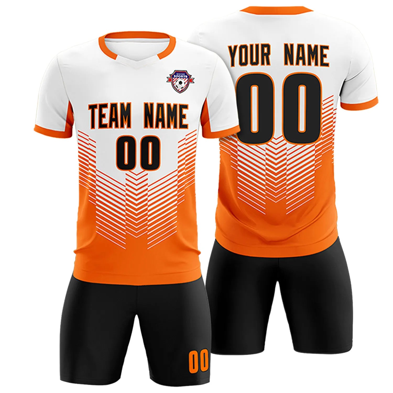 Custom White Orange Sport Soccer Sets Jersey