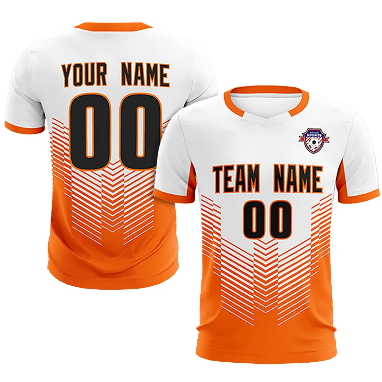Custom White Orange Sport Soccer Sets Jersey