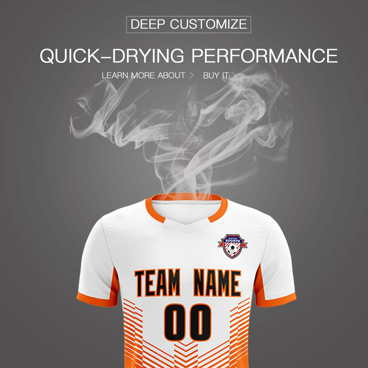 Custom White Orange Sport Soccer Sets Jersey