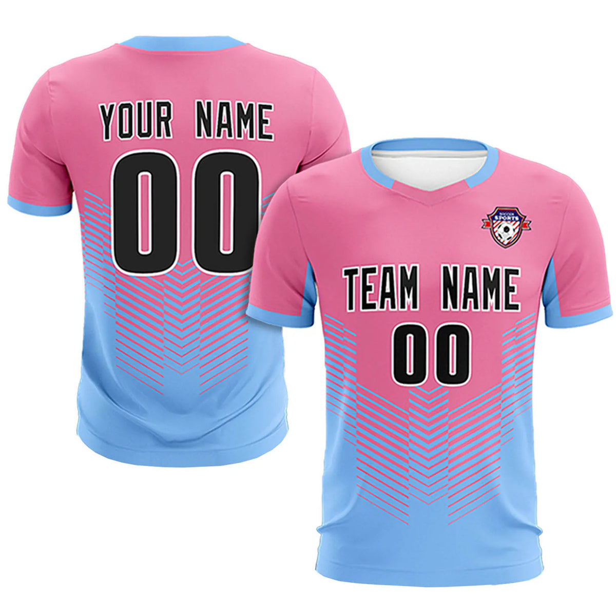 Custom Pink Powder Blue Sport Soccer Sets Jersey