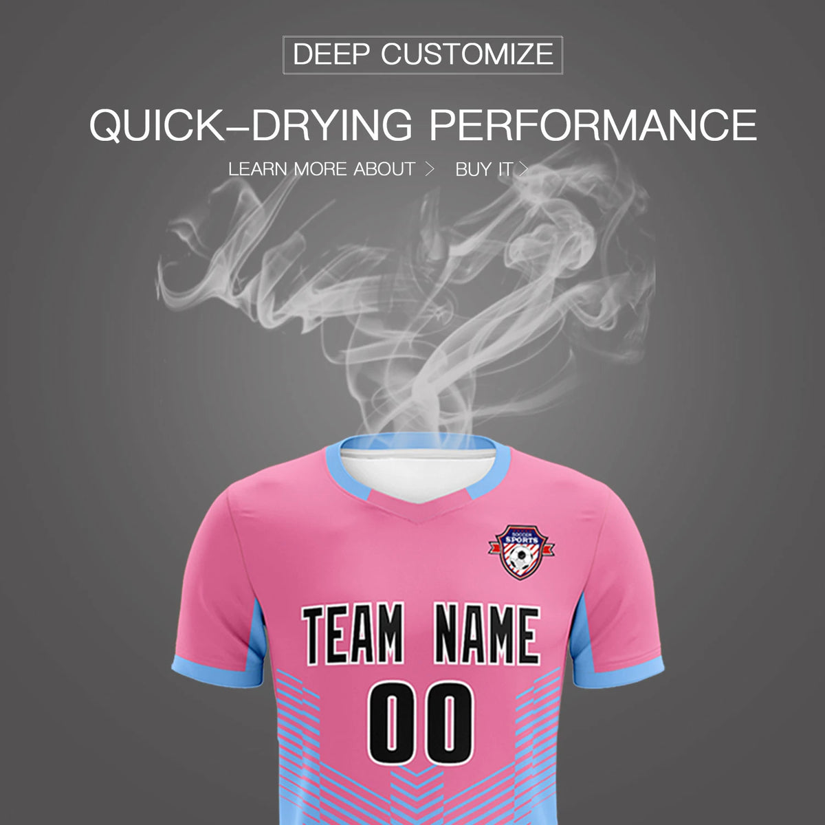 Custom Pink Powder Blue Sport Soccer Sets Jersey