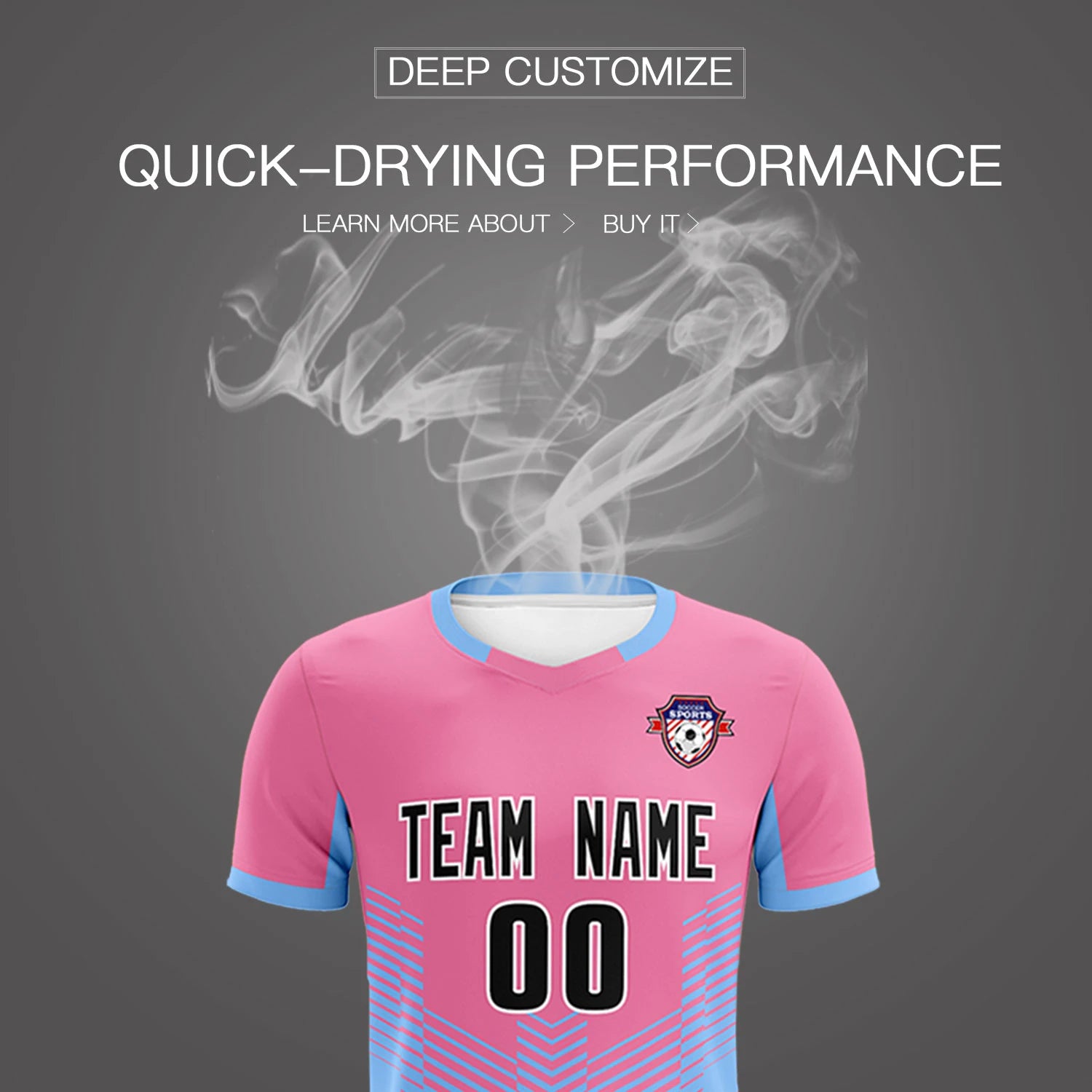 Custom Pink Powder Blue Sport Soccer Sets Jersey