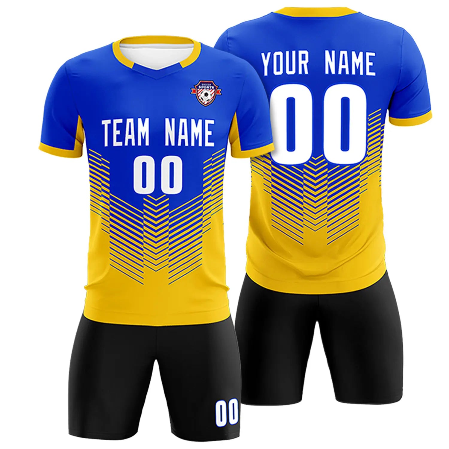 Custom Royal Blue Yellow Sport Soccer Sets Jersey