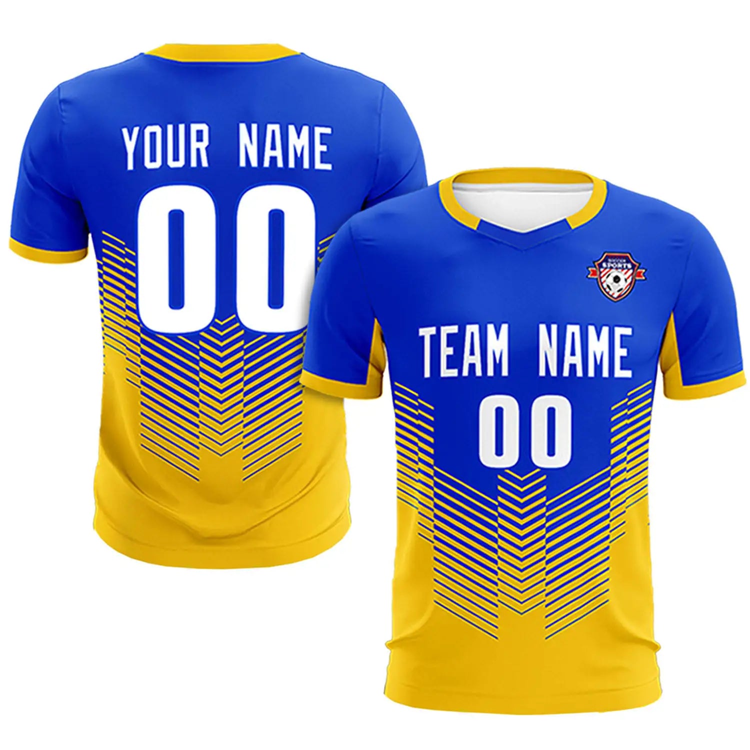 Custom Royal Blue Yellow Sport Soccer Sets Jersey