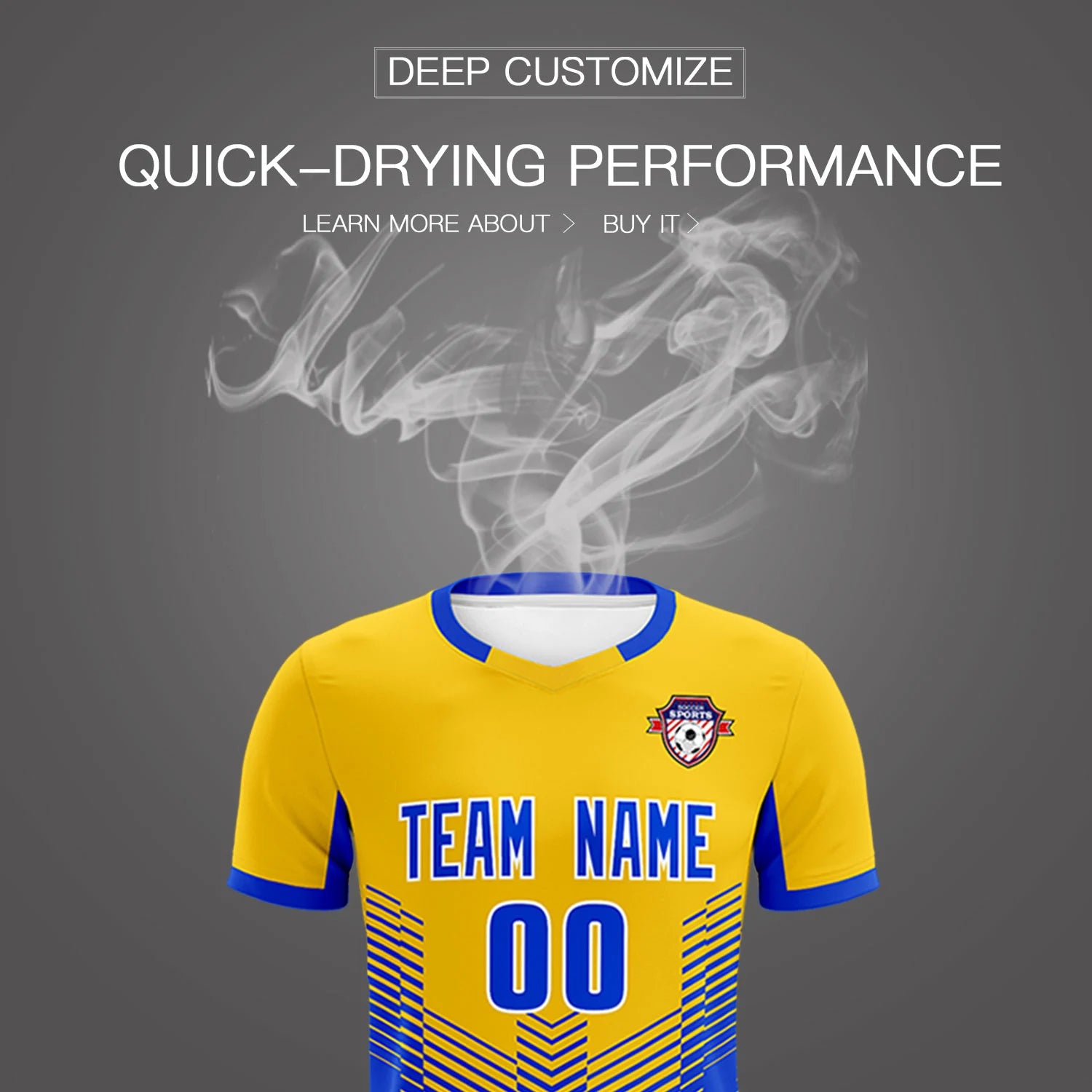 Custom Yellow Royal Blue Sport Soccer Sets Jersey