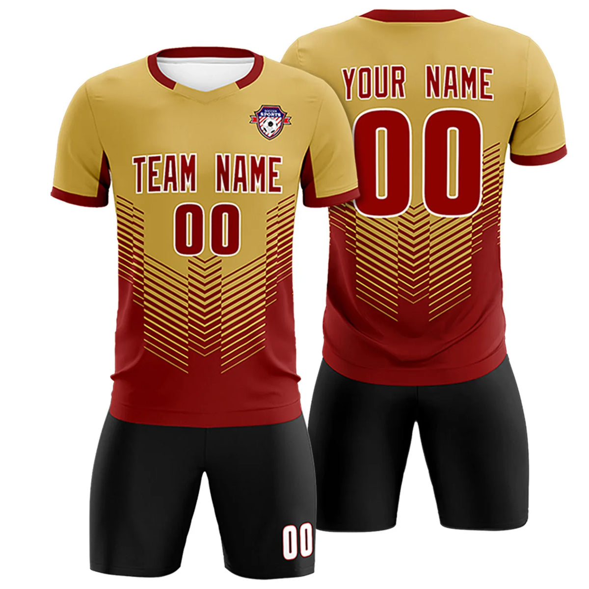 Custom Old Gold Crimson Sport Soccer Sets Jersey