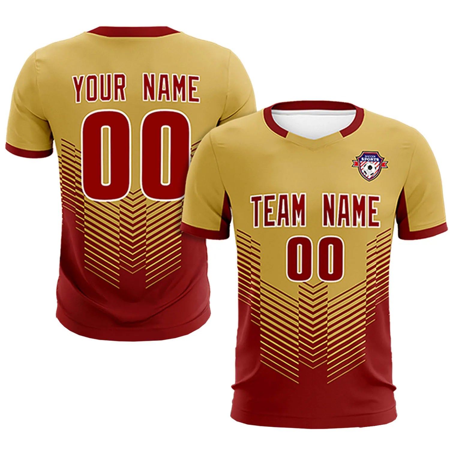 Custom Old Gold Crimson Sport Soccer Sets Jersey