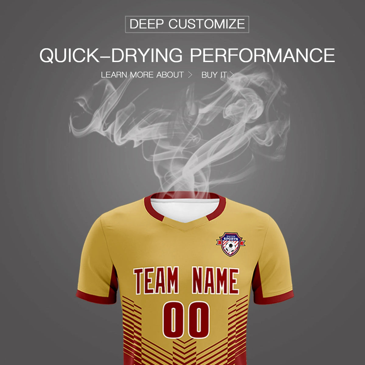 Custom Old Gold Crimson Sport Soccer Sets Jersey
