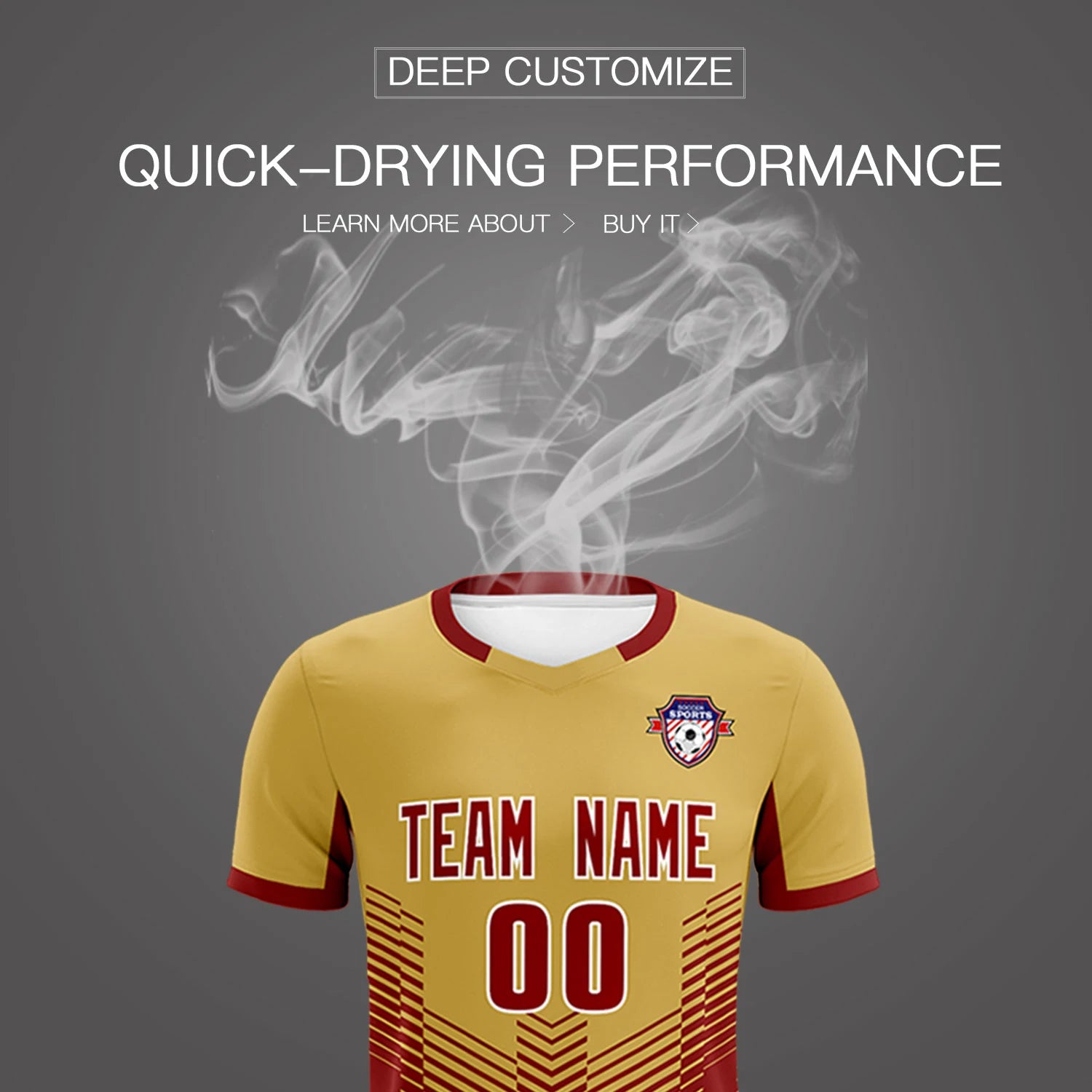 Custom Old Gold Crimson Sport Soccer Sets Jersey