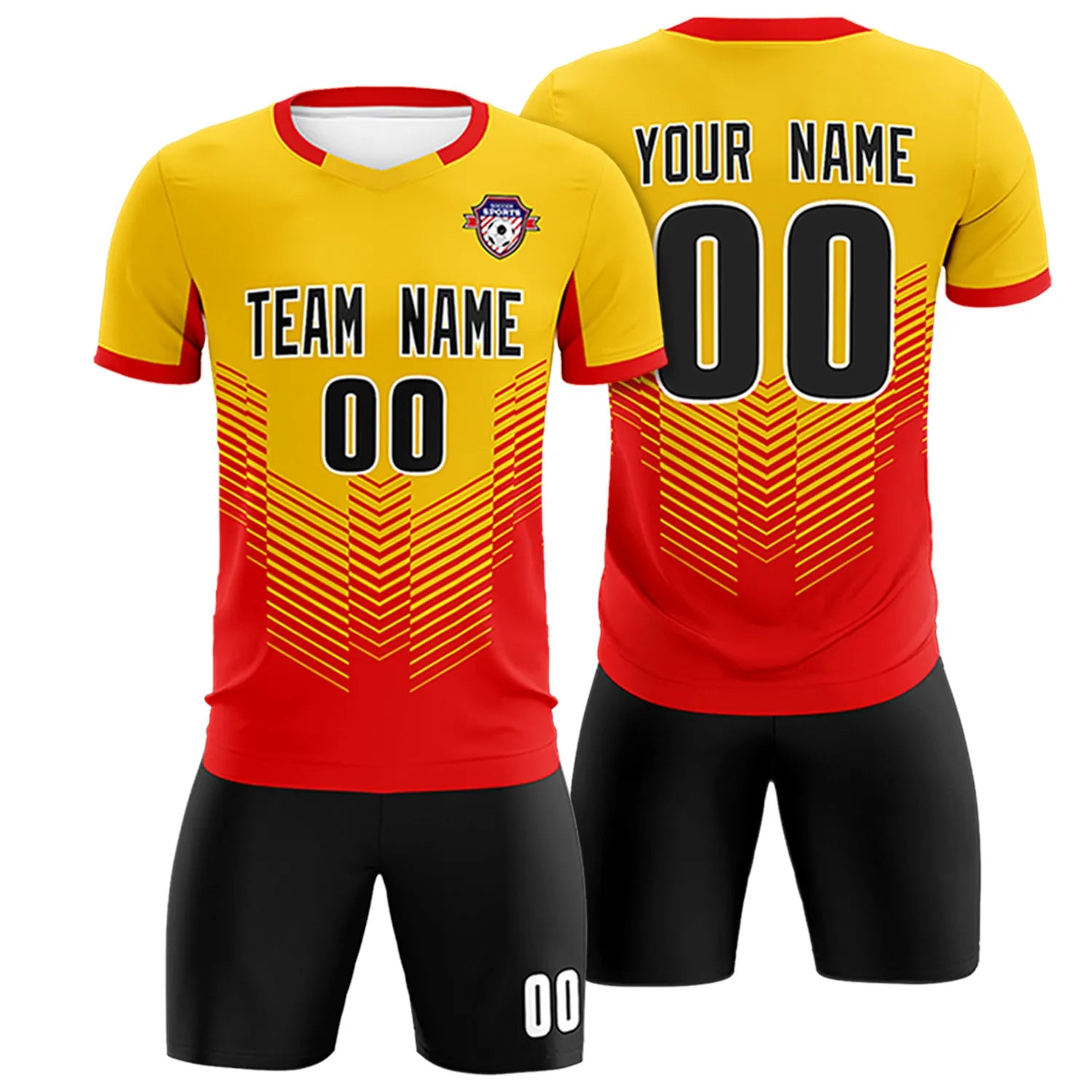 Custom Gold01 Red Sport Soccer Sets Jersey