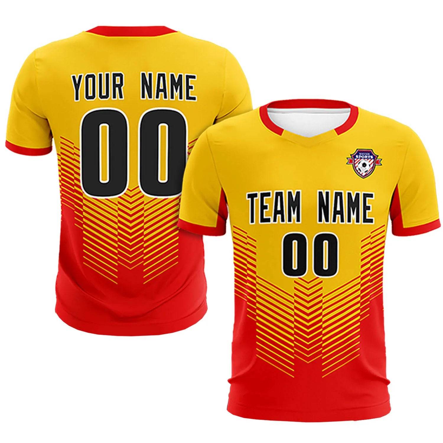 Custom Gold01 Red Sport Soccer Sets Jersey