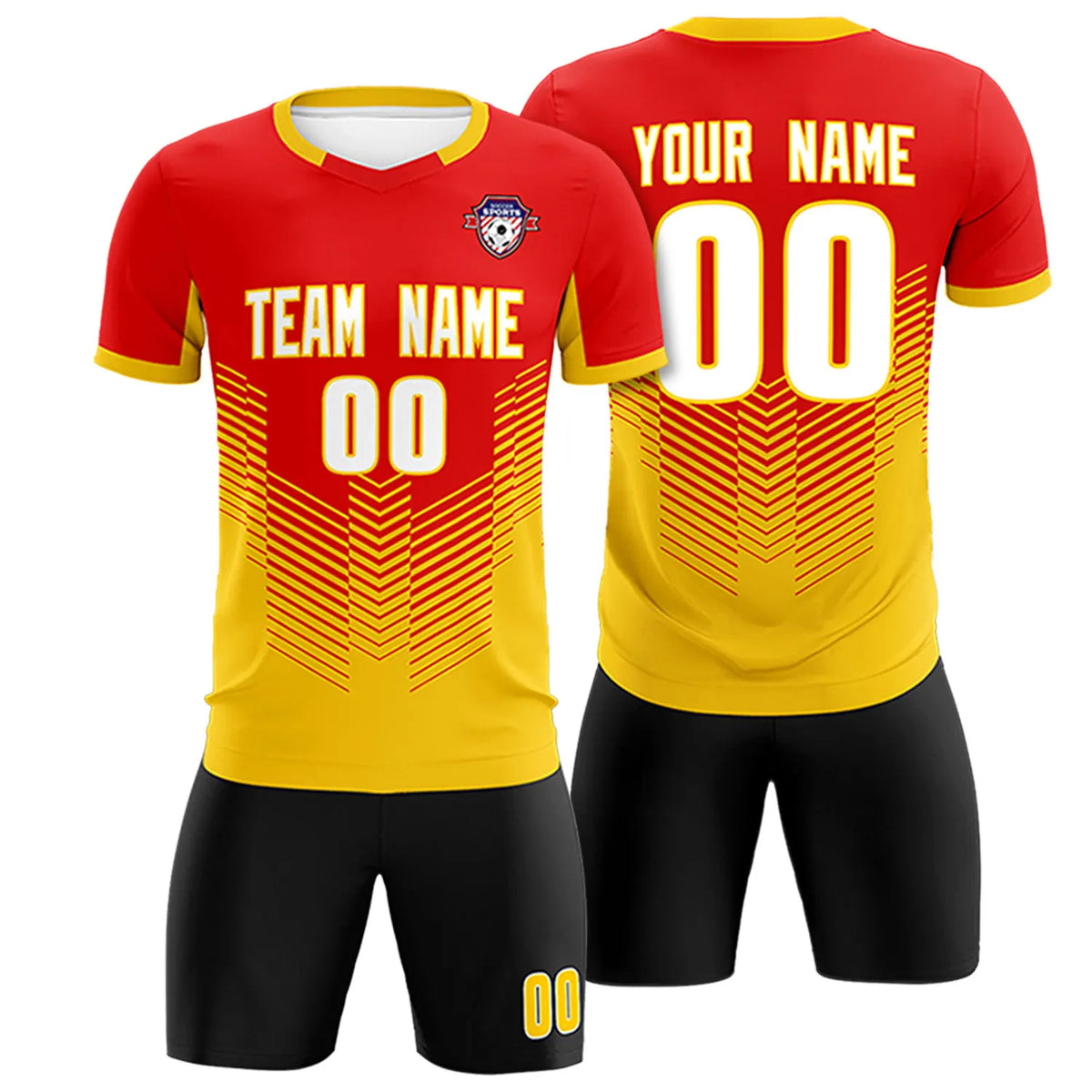 Custom Red Gold01 Sport Soccer Sets Jersey