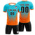 Custom Aqua Orange Sport Soccer Sets Jersey