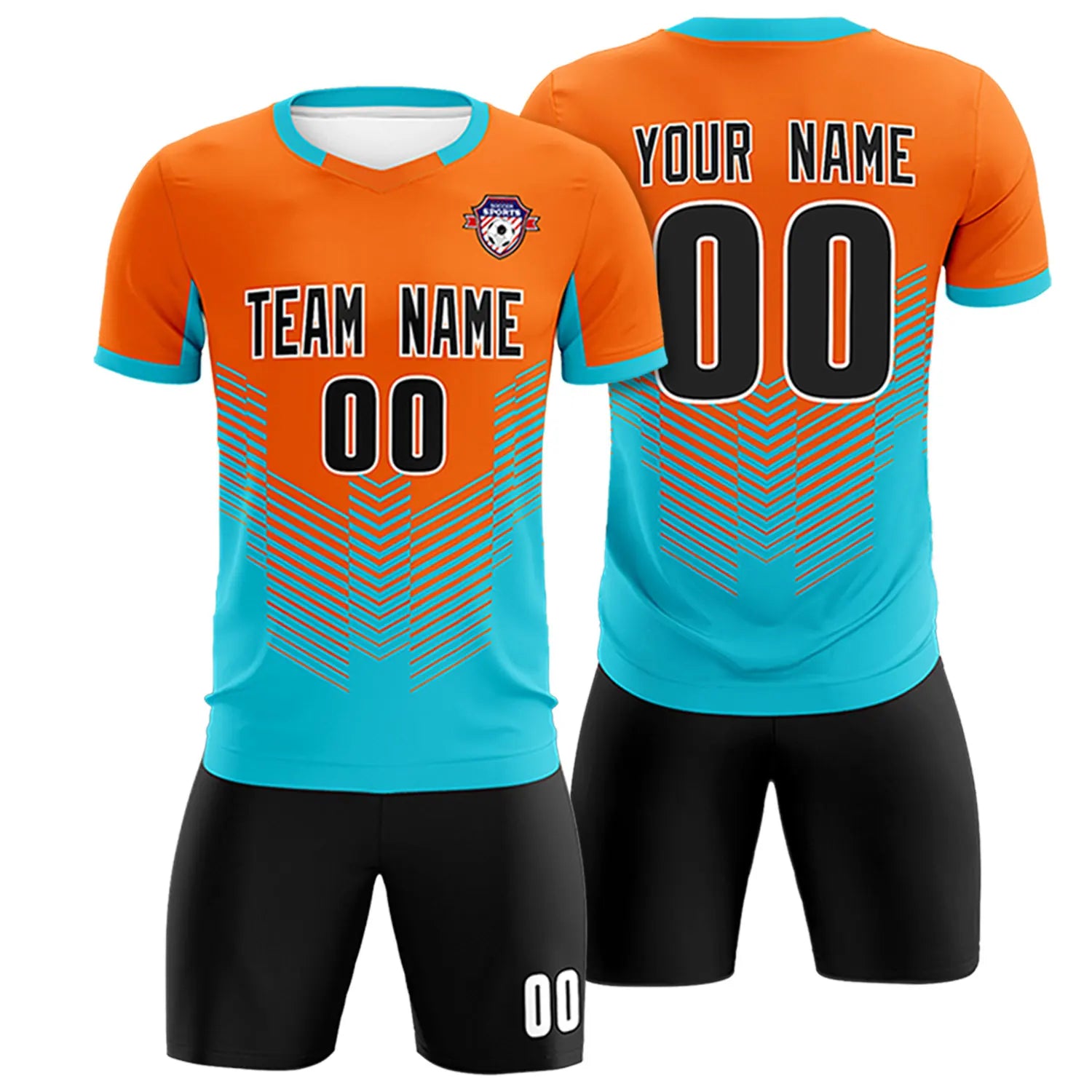 Custom Orange Aqua Sport Soccer Sets Jersey