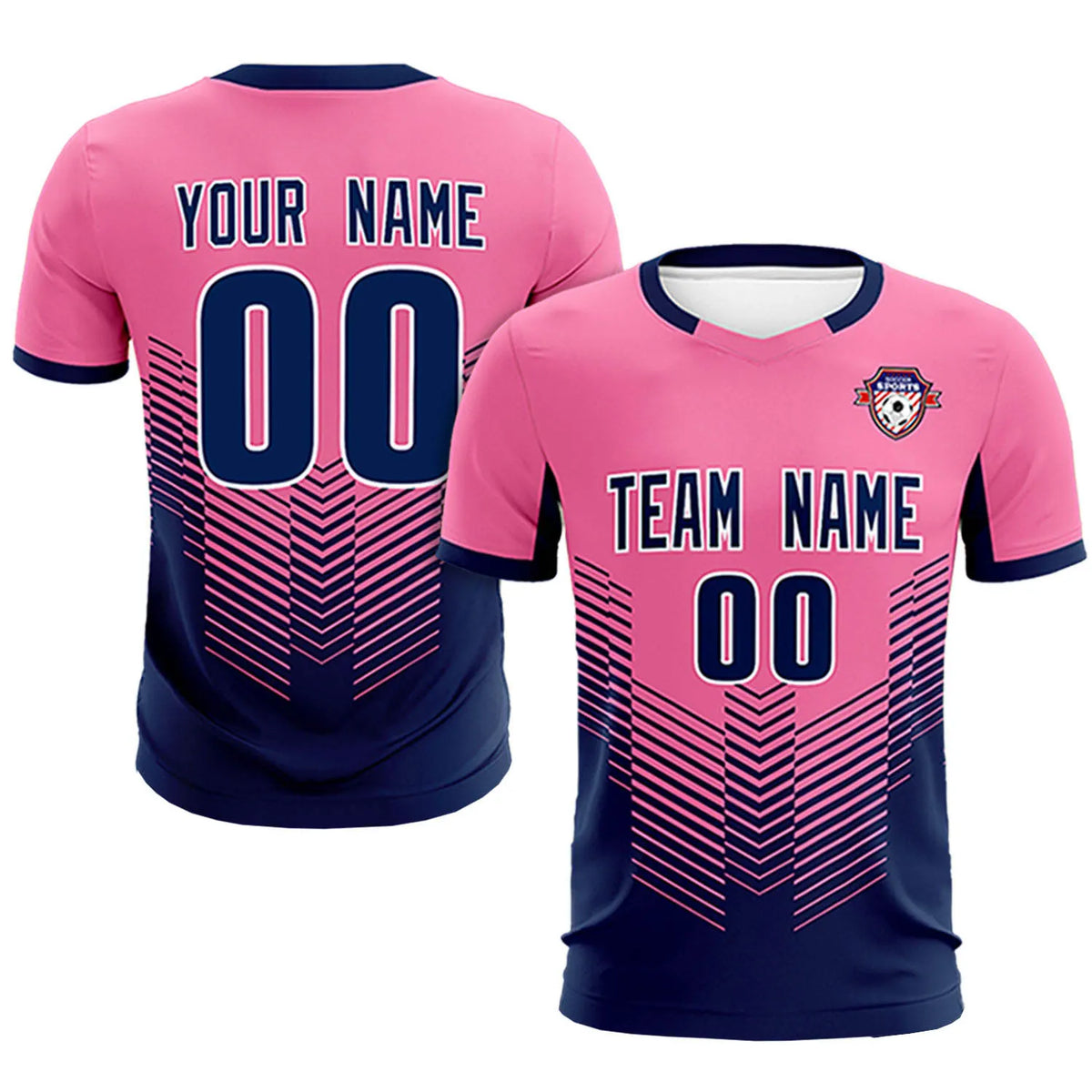 Custom Pink Navy Sport Soccer Sets Jersey