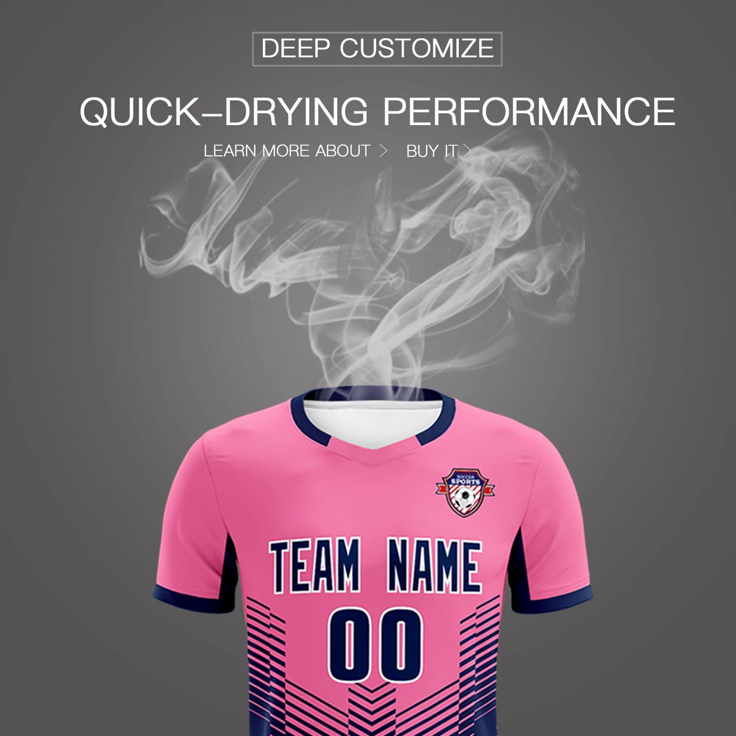 Custom Pink Navy Sport Soccer Sets Jersey