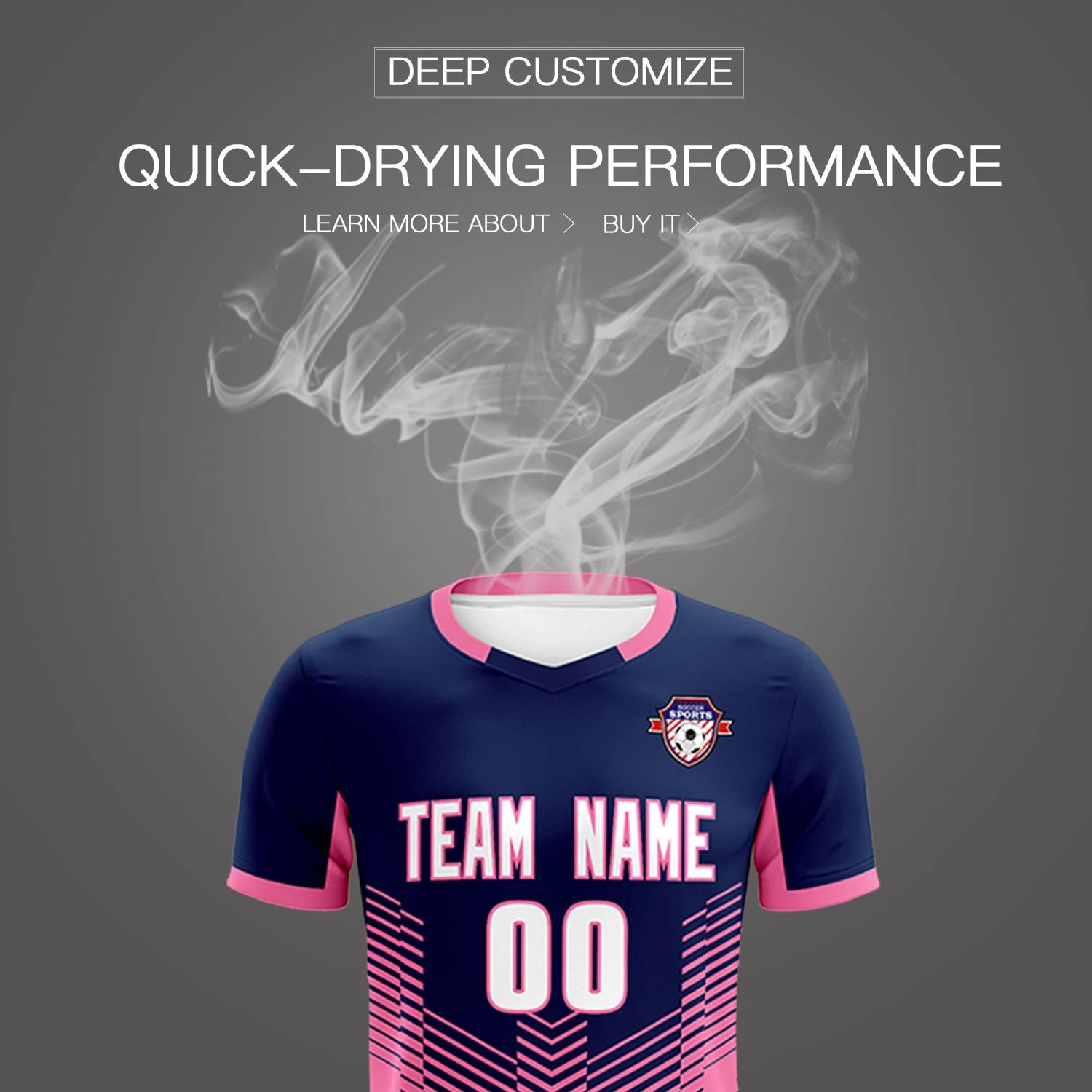 Custom Navy Pink Sport Soccer Sets Jersey