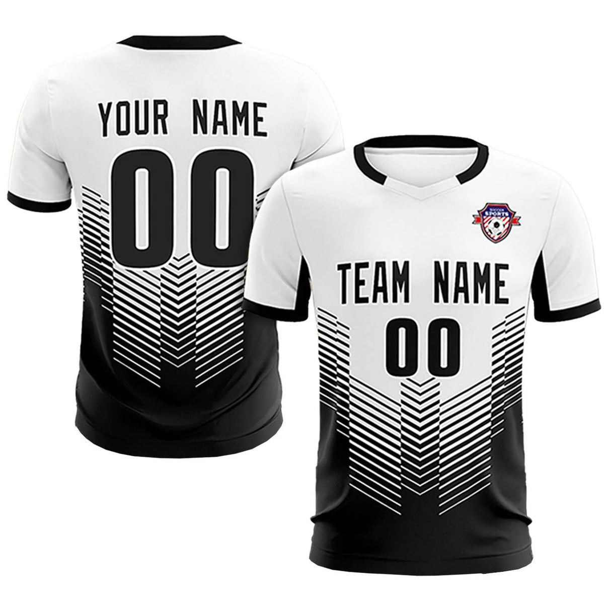 Custom White Black Sport Soccer Sets Jersey