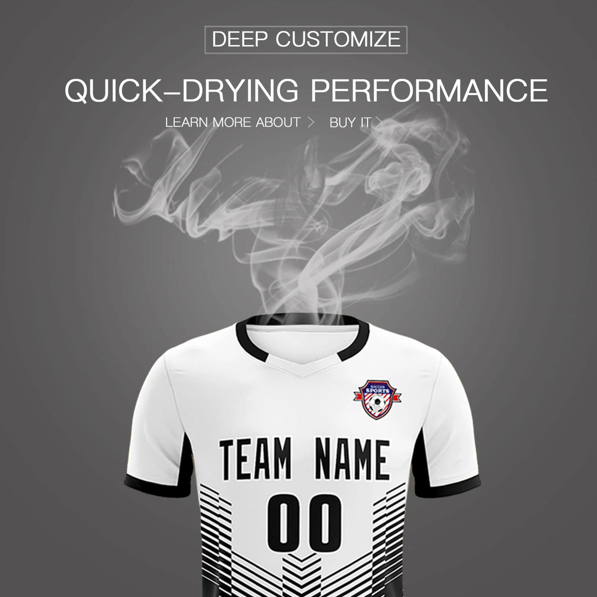 Custom White Black Sport Soccer Sets Jersey