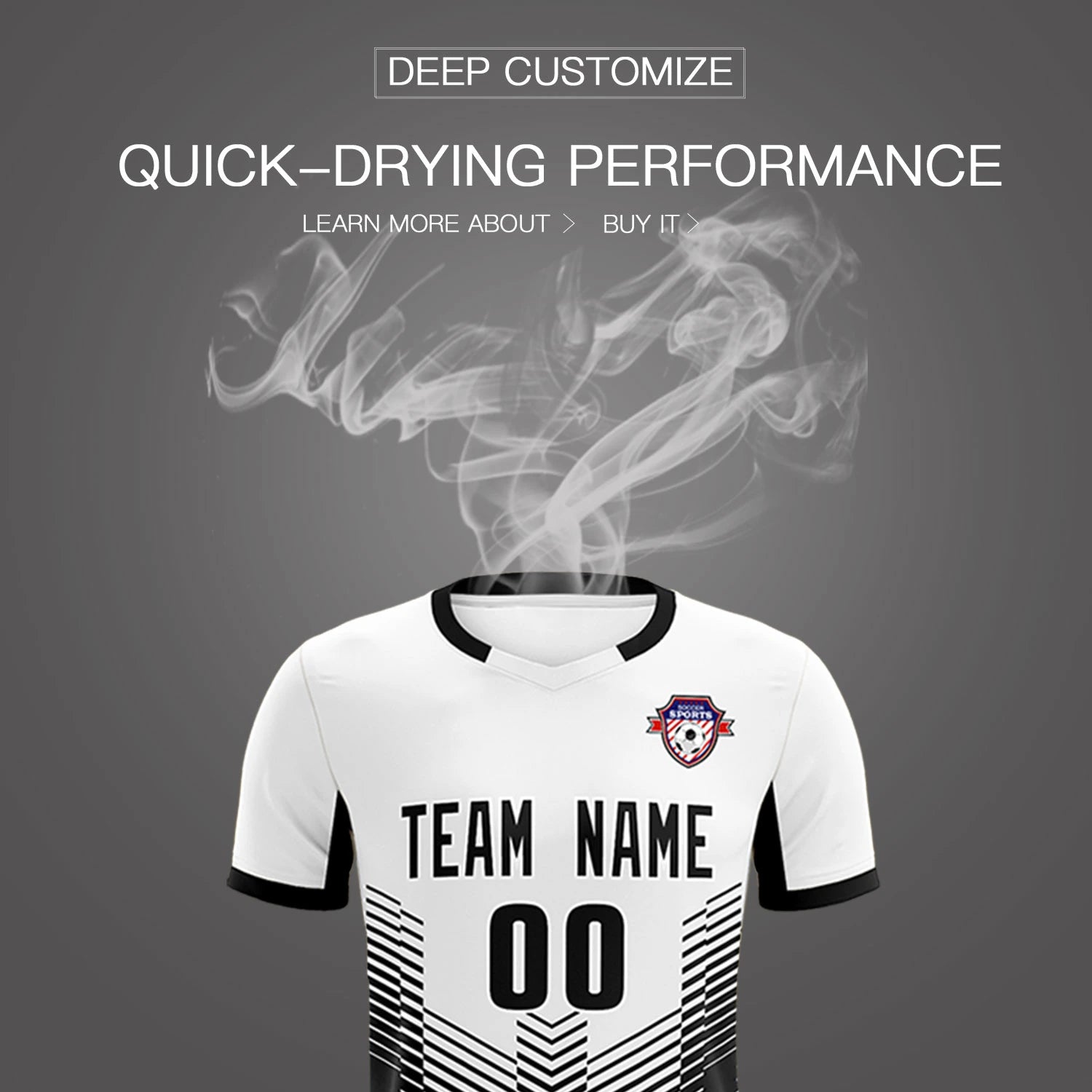 Custom White Black Sport Soccer Sets Jersey