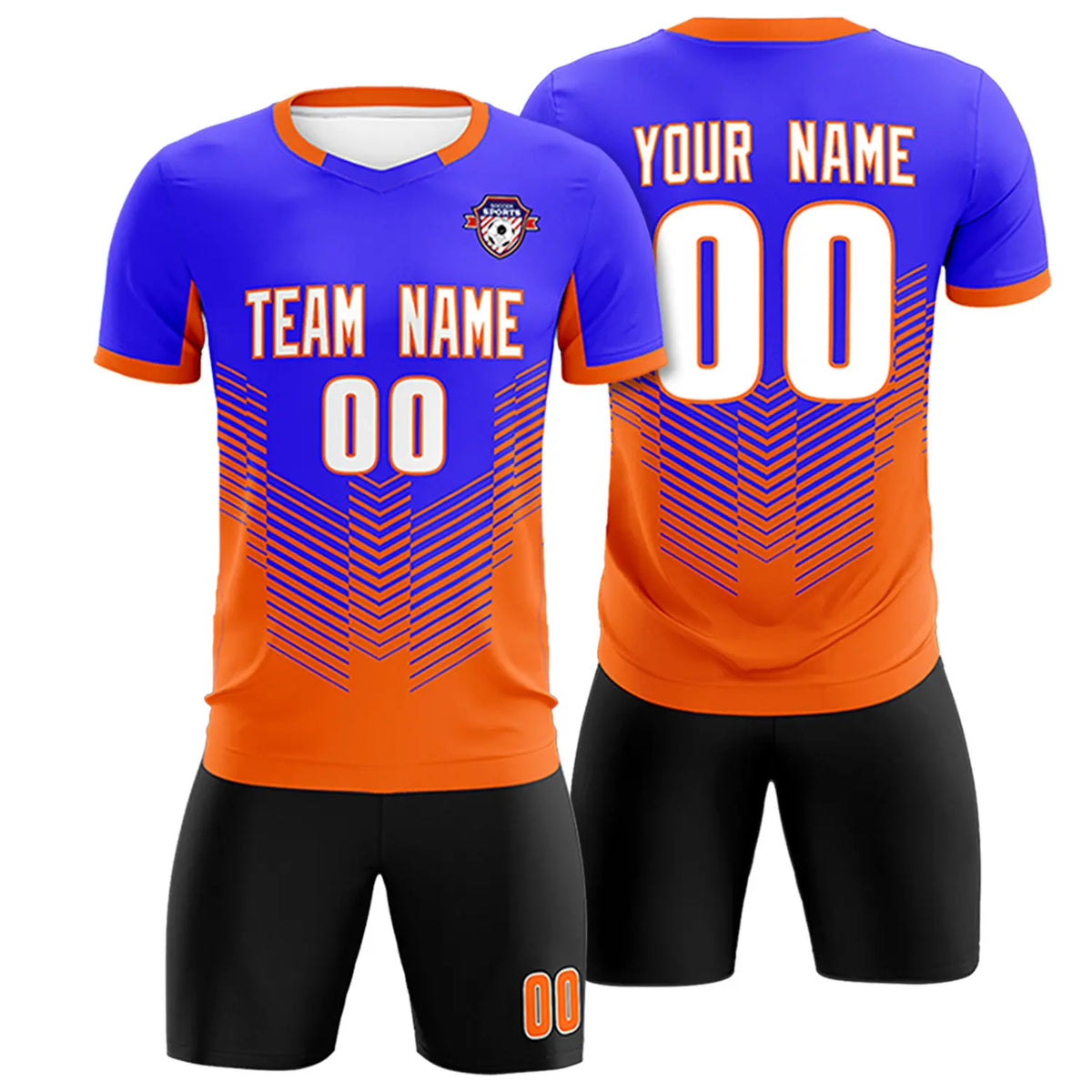 Custom Royal Blue Orange Sport Soccer Sets Jersey
