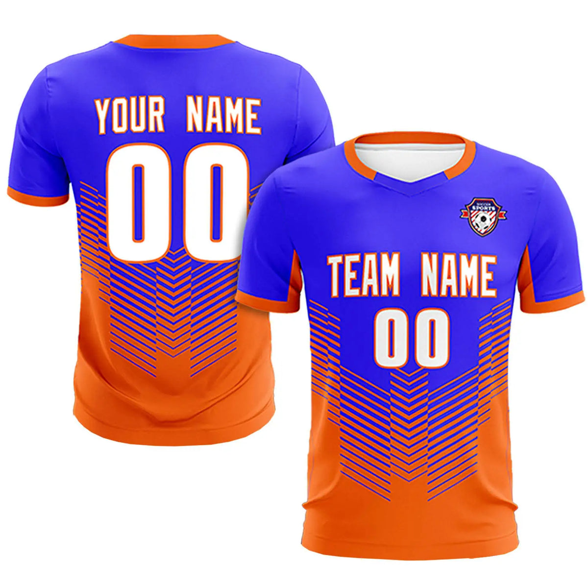 Custom Royal Blue Orange Sport Soccer Sets Jersey