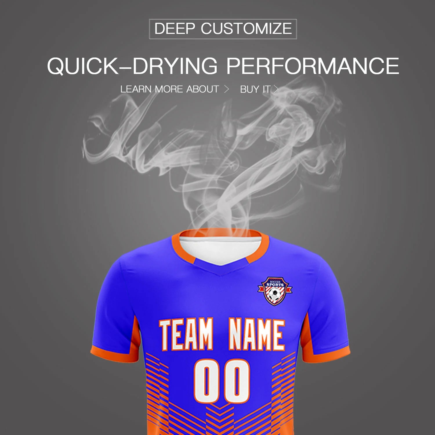 Custom Royal Blue Orange Sport Soccer Sets Jersey