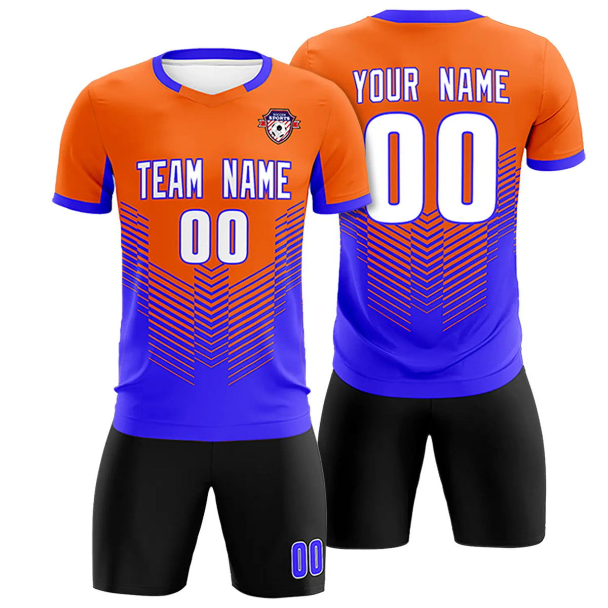 Custom Orange Royal Blue Sport Soccer Sets Jersey