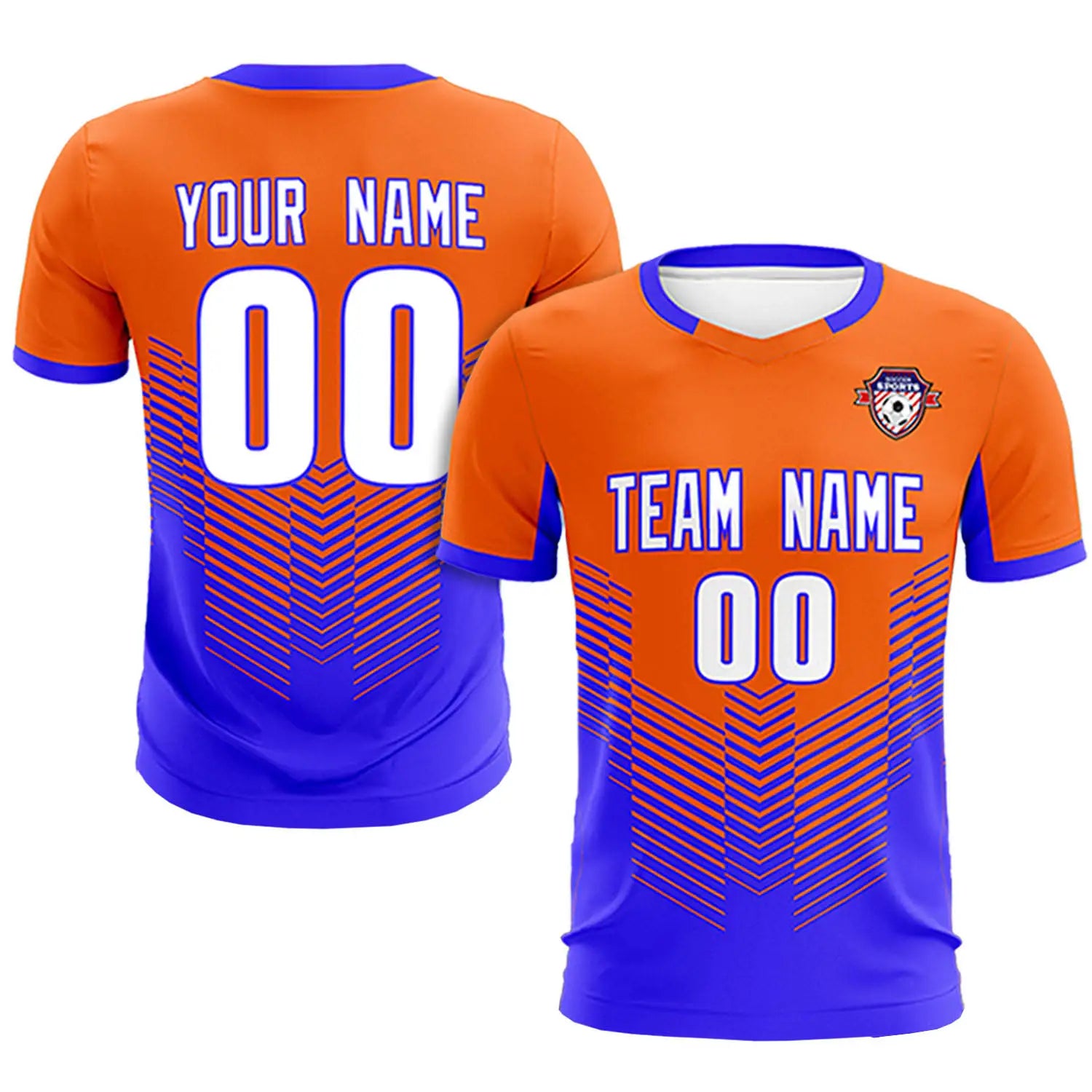 Custom Orange Royal Blue Sport Soccer Sets Jersey