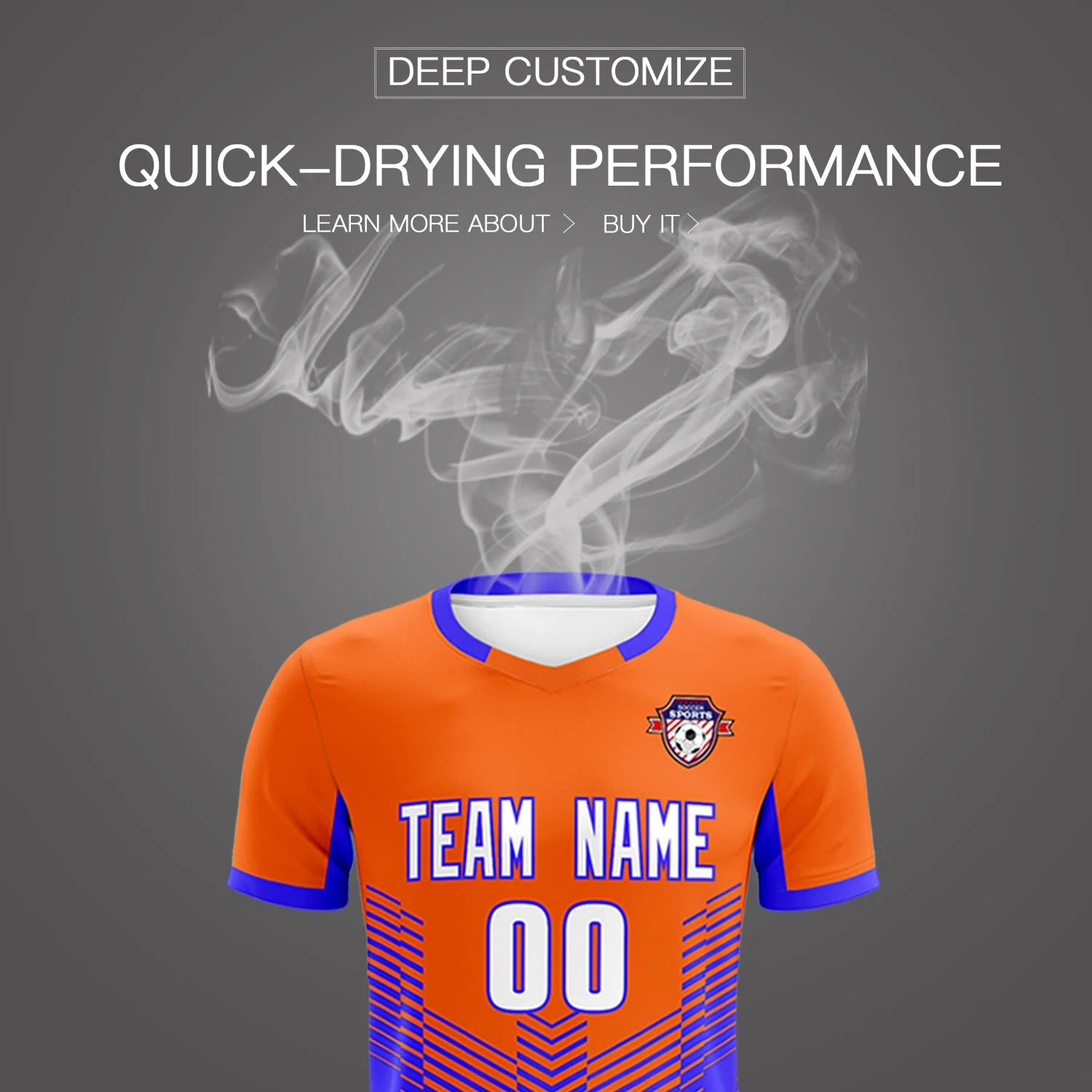 Custom Orange Royal Blue Sport Soccer Sets Jersey