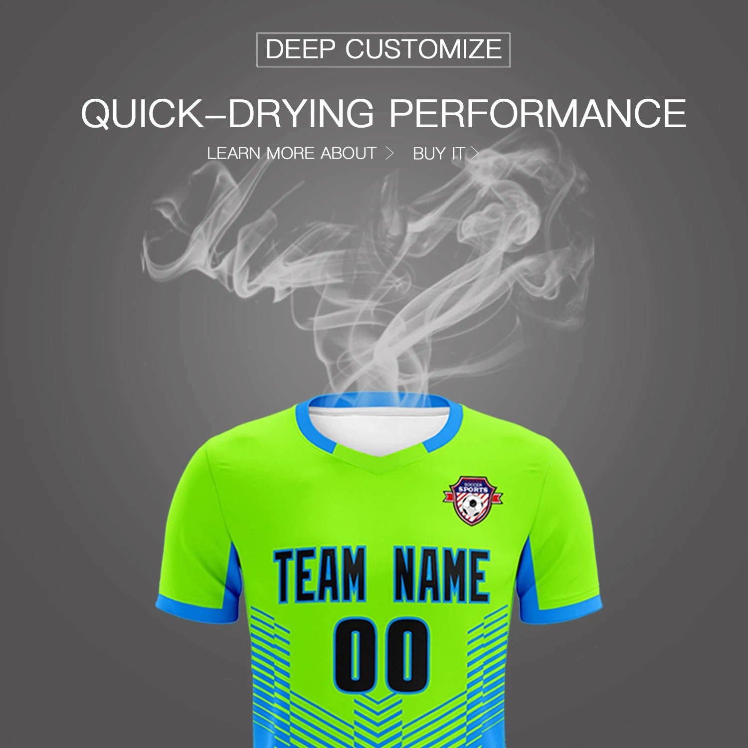 Custom Neon Green Powder Blue Sport Soccer Sets Jersey