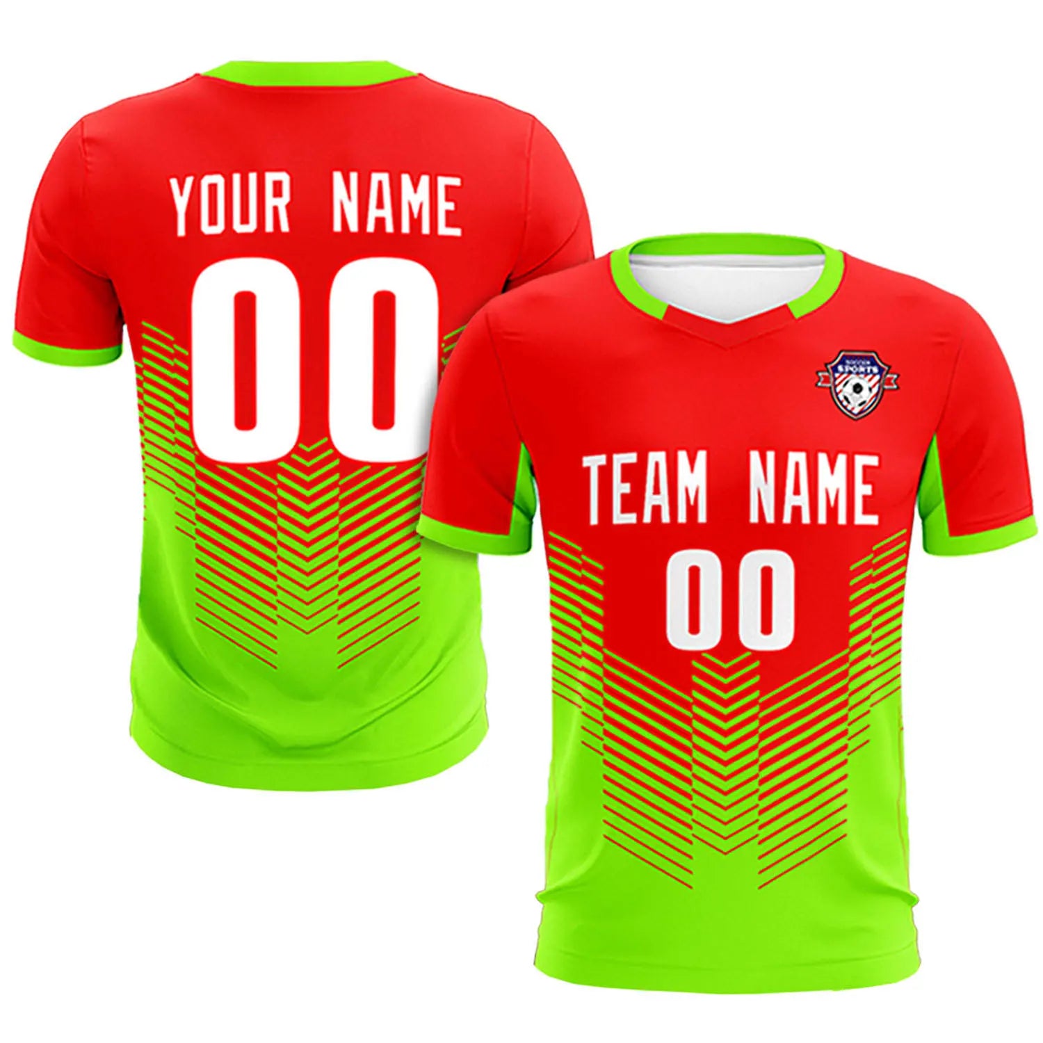 Custom Red Neon Green Sport Soccer Sets Jersey