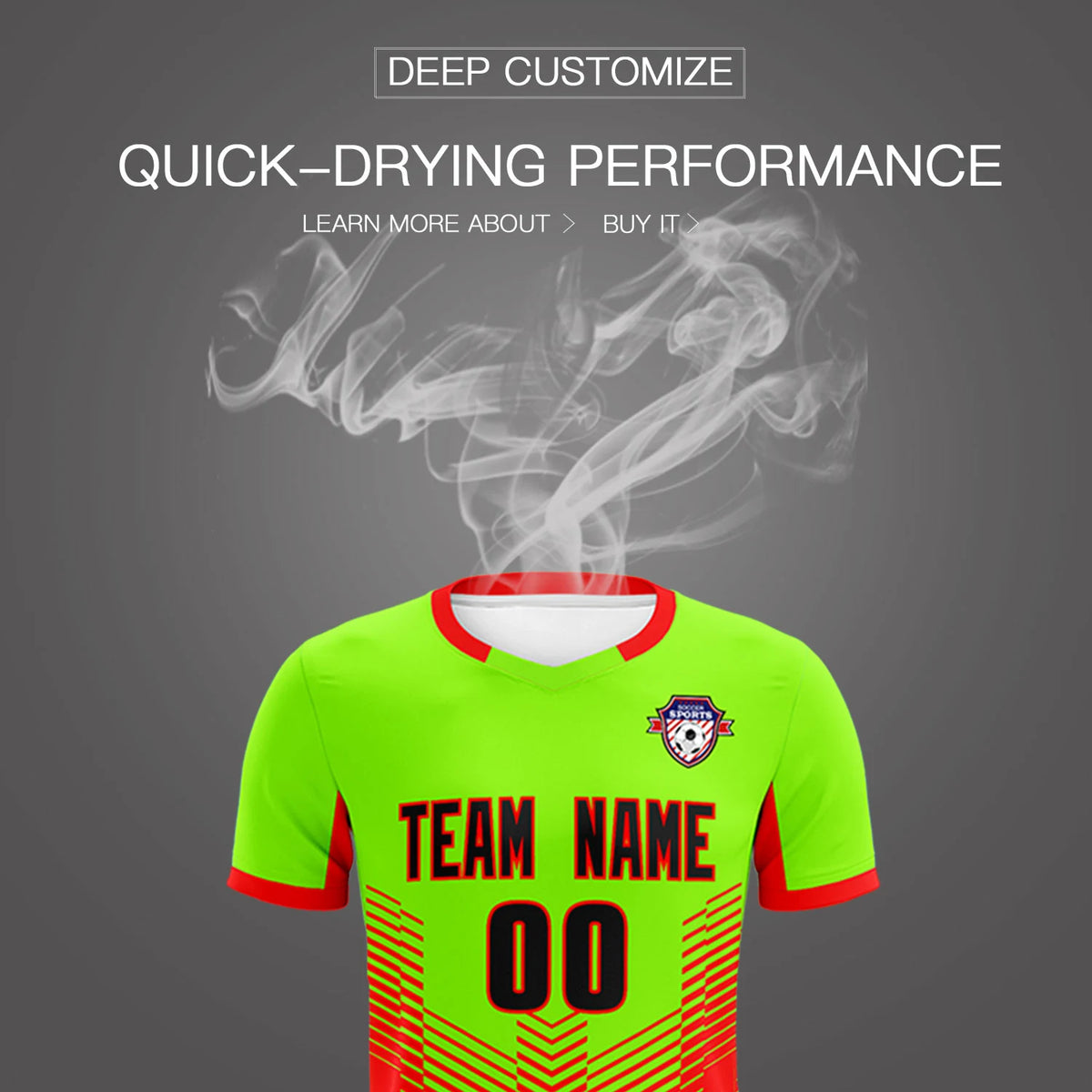 Custom Neon Green Red Sport Soccer Sets Jersey